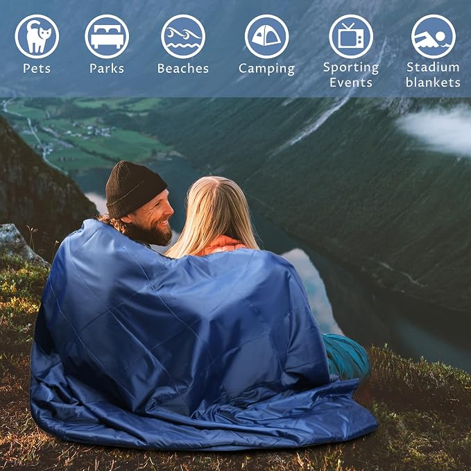 Tirrinia Waterproof Outdoor Blanket with Sherpa Lining, Windproof Foldable