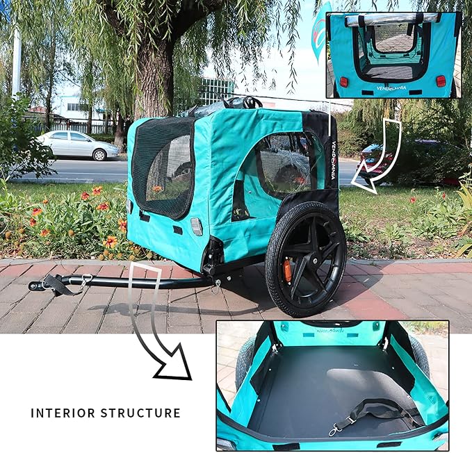 ZeHuoGe Pet Bike Trailer for Small to Medium Pets, Pet Cart Bicycle Wagon,23.62”x17.71” Roomy Cabin, Foldable & Portable, Universal Fit for 20”-29” Bikes