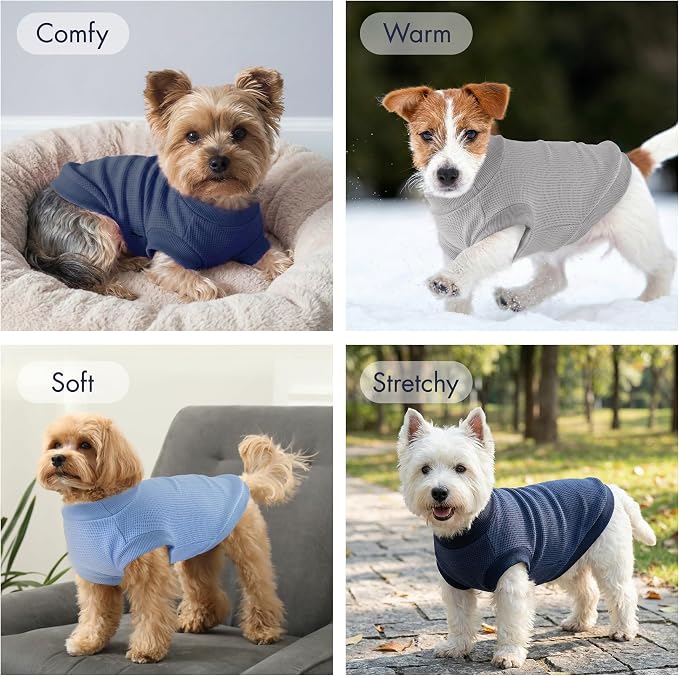 3 Pack Dog Shirt for Small Supplies Functional Waffle Dog Clothes Warm Soft Sweatshirt Outfit for Dogs Cats Pet Apparel