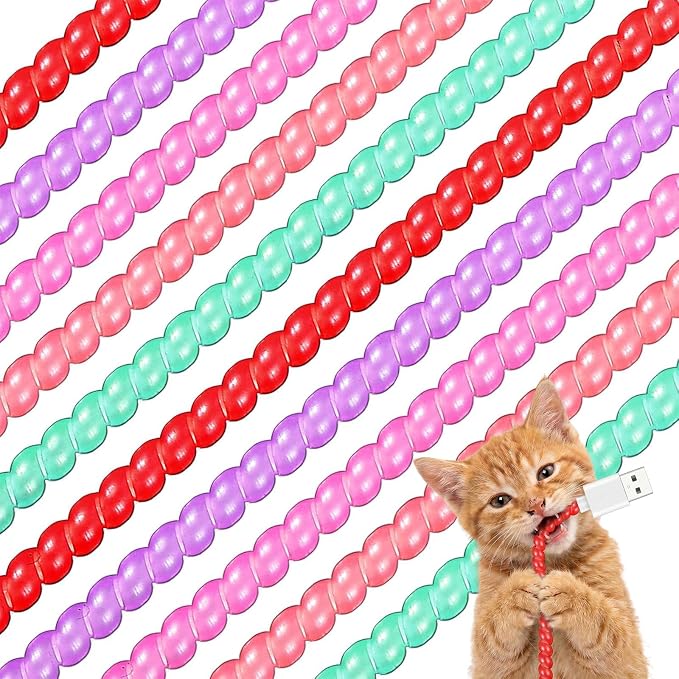 Friends 10 Pcs Cord Protectors from Pets No Chew 43.3'',Pearlescent Color | Spiral Cable Protector, Phone Charger Cover, Data Cable Protective Sleeve Chew Proof, USB Wire Cover Stylish, Cat Dog Rabbit