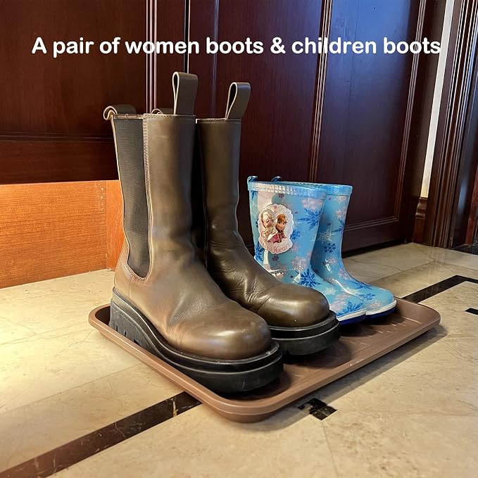 WATANIYA PET Boot Tray for Entryway Indoor, Heavy Duty Shoe Mat Tray 2 Packs, 16.7"x12.8" Waterproof Shoe Trays with Raised Edge, Outdoor Multi-Purpose Mat for Boots, Garden, Pet