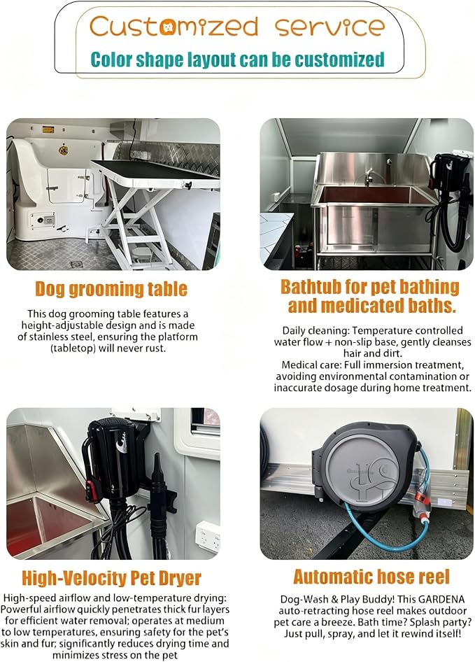 Mobile Pet Grooming Trailer Professional Dog Grooming Salon Station | Built for Mobile Groomers with Business Ready Layout, Grooming Workspace, Storage Solutions and Custom Design Support