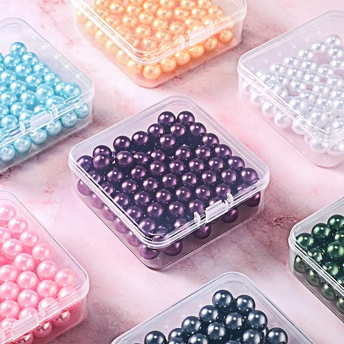 SATINIOR 48 Packs Clear Small Plastic Containers Transparent Storage Box with Hinged Lid for Small Items Crafts Jewelry (2.9 x 2.9 x 1 Inches)