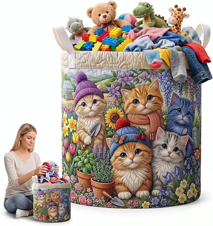 Laundry Hamper, Foldable Oxford Cloth Laundry Basket With Handle, Large Clothes Storage Organizer Basket(20" x 28")