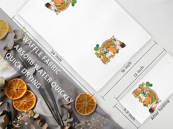 Jvpke Golden Retriever St Patricks Day Kitchen Towels, St Patricks Day Gifts for Women Teens Kids, St Patricks Day Decoration, Golden Retriever Gifts for Women, Golden Retriever Decor, 16x24 in