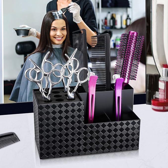 Noverlife Hairdressing Scissors Holder Shears Block, Barber Shop Scissor Organizer Stand, Hairdressing Tools Storage Box for Hairstyling Combs Clips Brushes, Salon Barber Scissor Holder Rack | Barber Shop Scissor Organizer Stand, Hairdressing Tools Sto...