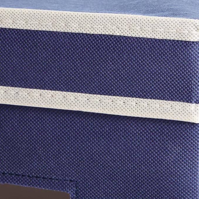Juvale Fabric Storage Bins with Lids - Under Bed Storage Organizers - Collapsible Cube Organizer with Window - Stackable Closet Bins with Handles - Pack of 3, Navy Blue, 16.25" x 12" x 10"