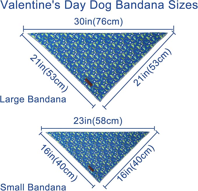 Summer Dog Bandana, UP URARA PUP Dinosaur Triangle Bid Scarf for Medium Large Dogs, Cotton Kerchief for Girl Boy Puppies, Cute Summer BlueBandana,L