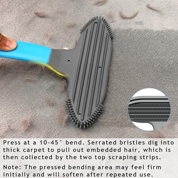Pet Hair Removal Tool and Pet Hair Remover with 3 in 1 Silicone, Cat Dog Hair and lint Fur Remover for Carpet Couch Cat Tree Bed Furniture and Car Interior, Reusable and Portable,2 Pack