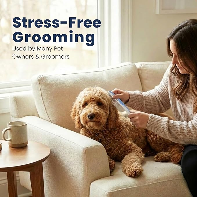 Metal Dog Combs for Grooming Matting, Doodle Brush, Dematting Pet Comb, Grooming Tools, Detangler Brush, Dematting Tools for Dogs, 2 Pack