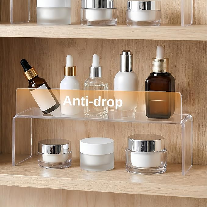 2 Pack Medicine Cabinet Organizer, Acrylic Medicine Storage Organizer, Narrow Medicine Cabinet Shelf for Bathroom Vanity Sink, Clear