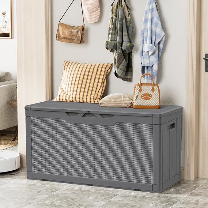 YESHOMY 100 Gal Plastic Storage Bins with Lid Stackable Box Organizers for Living Room, Office, Dorm, 1 Pack, Gray