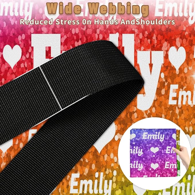 Personalized Storage Bags with Lid Large Blanket Love Heart Organization and Storage Containers for Comforters,Bedding, Foldable Organizer with Reinforced Handle, Deep Bright Color Sequins Glitters
