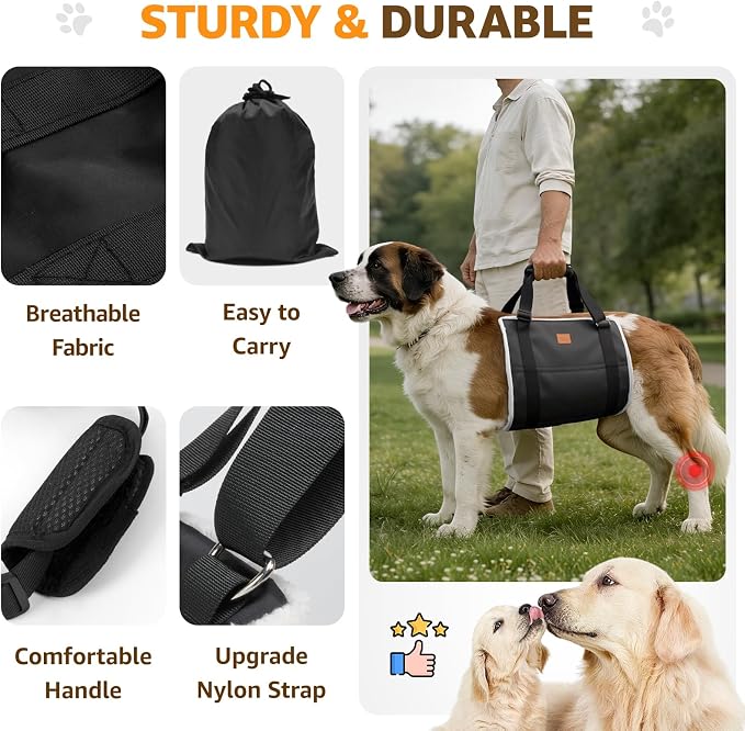 Adjustable Heavy Duty Dog Lift Harness for Giant Dogs Hind Leg Support | Sturdy Support, Helps Seniors, Injured, Disabled and After ACL Surgery Dogs, Saves Your Back, Soft Padding, Daily Walk/Stairs