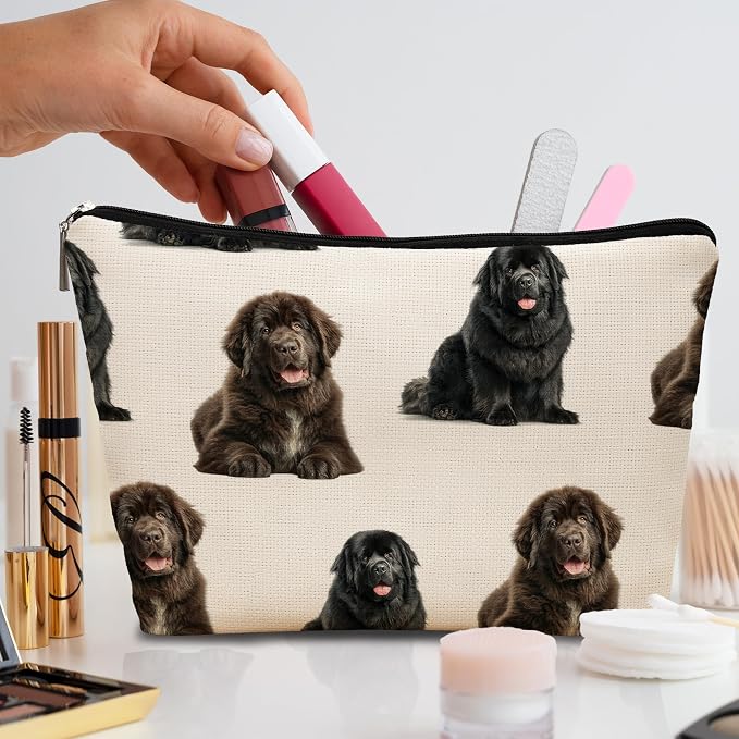 Newfound Dog Makeup Bag, Newfound Lovers Gifts Cosmetic Bag for Women, Dog Mom Lovers Owner Gifts for Women Christmas, Pet Lover Gift Zipper Travel Makeup Pouch for Purse