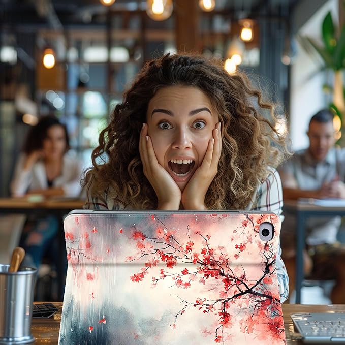 for Microsoft Surface Pro 11/10/9-13" 2024/2022 Tablet Case,Auto Wake/Sleep,Adjustable Stand Protective Cover - Vintage Cherry Blossom