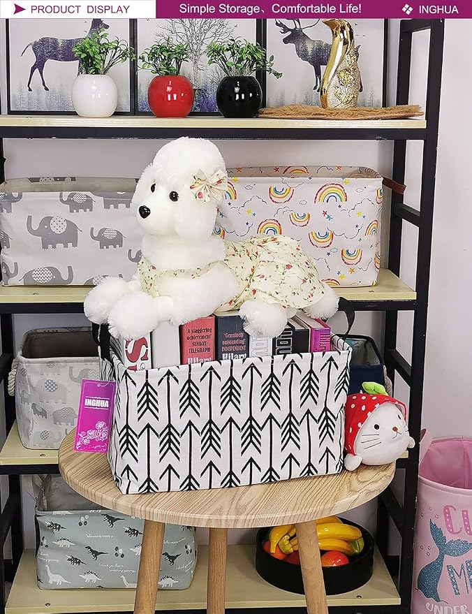 Rectangular Black Arrow Storage Basket | Gifts Bag for Toys,Books,Clothes,Gifts,Pets-Perfect for Home,Office,Nursery,Dorm,Shelf