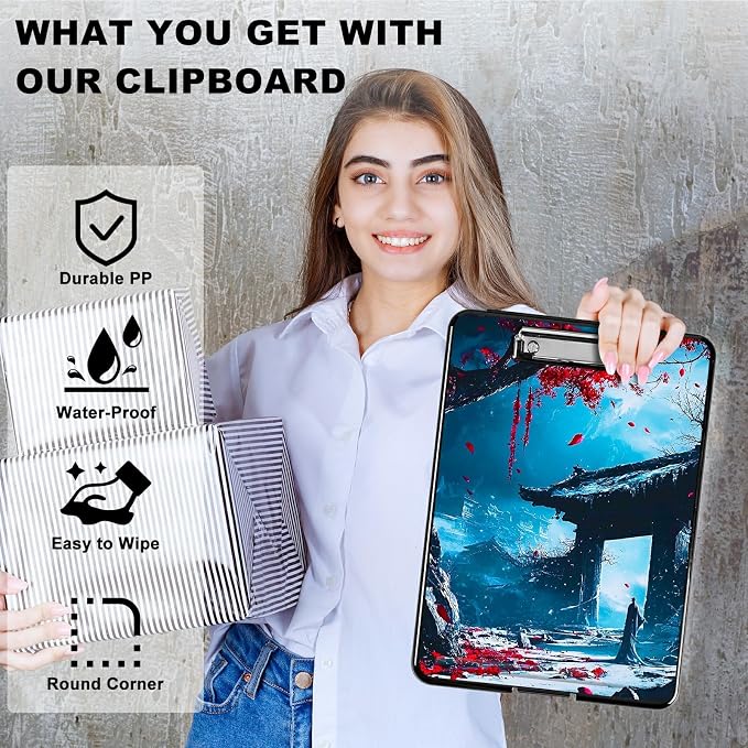 Red Leaf Castle A4 Clipboard with Storage Pen Holder, Clipboards Organizer Nursing Clipboard Foldable File Folder Plastic Clipboard Folio Clip Board for Office Students Classroom Doctor