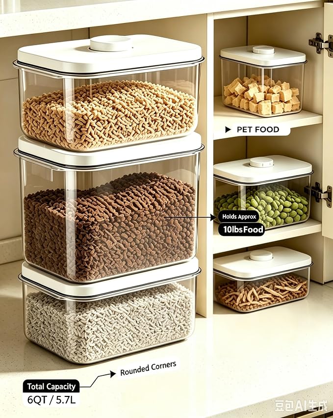 LivLab Mker 10lbs Dog Food Storage Containers With Lids & Cup | 5.6L/5.6KG/5-10LBS,BPA Free Airtight Storage Containers Store Dry Food For Kitchen Pantry