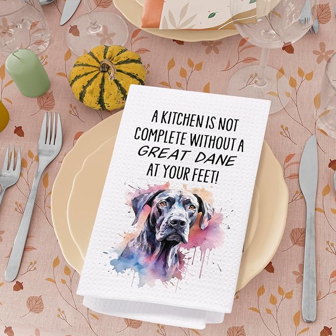 SPBL&L Great Dane Dog Kitchen Towels Set of 4, Great Dane Gifts for Women, Great Dane Decor Tea Dish Towels for Kitchen, Great Dane Decorative Hand Towels for Bathroom, 16x24 Inches