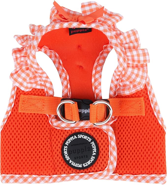 Puppia Vivien Vest Dog Harness Step-in All Season Mesh Cute No Pull No Choke Walking Training for Small Dog, Orange, Small