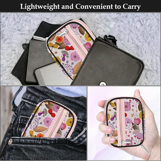 Serfeymi Weekly Travel Pill Organizer Pill Case for Purse with Removable 7 Day Pill Box, Fashionable Travel Medicine Organizer Pill Container for Medicine, Vitamin, Supplement - Bloom 03 + Pill Box
