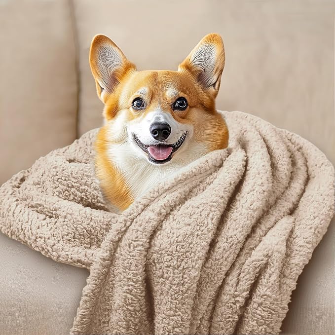 1 Pack 3 Calming Blankets Fluffy Premium Fleece Pet Blanket Soft Sherpa Throw for Dog Puppy Cat Beige/Black/Grey Small (23" x16'') | Fluffy Throw Blanket Washeble for Crate Bed Couch Indoor. Cozy Pet Blanket, Puppy Essentials Dog gift,Beige/Black/Grey,...