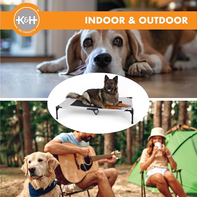 K&H Outdoor Elevated Dog Bed, Cooling Raised Dog Bed, Taupe, XL 50x32in | Pet Cot for Large & Extra Large Pets, Breathable Mesh Center Hammock Design, Indoor/Outdoor Washable Cover, 50x32in
