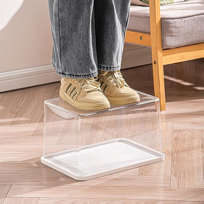 Clear plastic storage bins with LIDS,storage containers for snacks, cosmetics, books, dog food, Storage Organizer for Nursery，Kitchen, Living room,Bedroom, Bathroom, Office (Clear-White Lid, 3XL)
