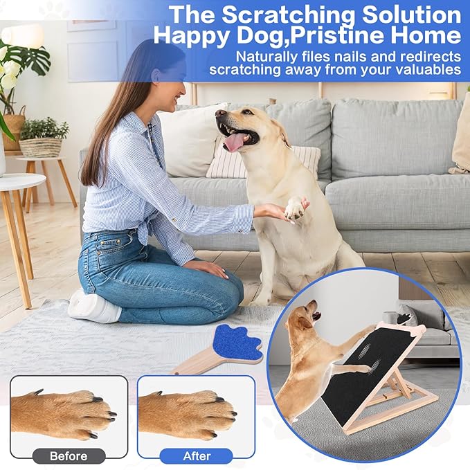 Dog Scratch Board for Nails, Adjustable Nail Filing Board with Mini Handheld Scratch Pad, Dog Nail File Alternative to Clippers and Grinders, Stress-Free At-Home Nail Care