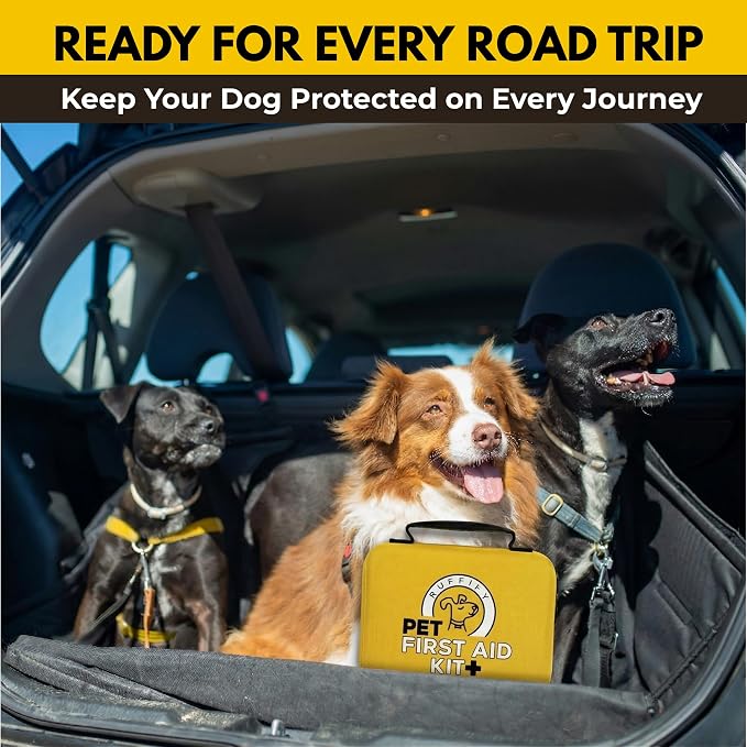 Dog First Aid Kit, Cat and Pet Emergency Kit, Vet Approved, 74 Pcs | High quality, easy to open compact kit, Ideal gift for dog lovers, cat owners, pet parents. Home, travel, hiking, camping.