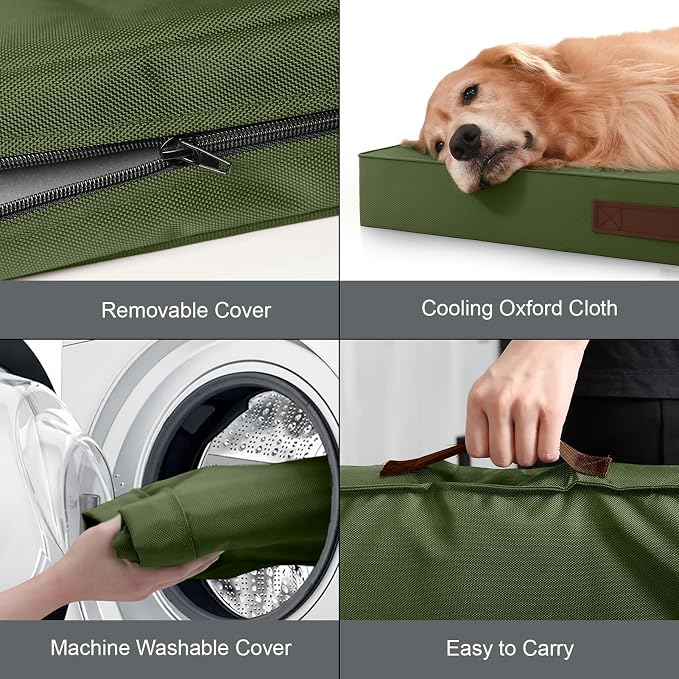 Outdoor Waterproof Orthopedic Dog Bed for Large Dogs | Egg Crate Foam for Joint Support, TPU Waterproof Layer, Machine Washable 1680D Oxford Cover, 36 x 27 Inch, Up to 65 lbs