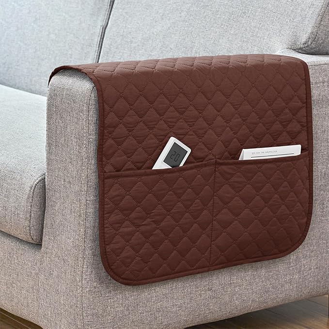 Sofa Armrest Organizer Multifunctional, Comfortable, Anti-Slip, | Recliner Arm Protector for Books Tablet Phone TV Remote Cellphone Book Phones Pets Chocolate Remote Control Snack