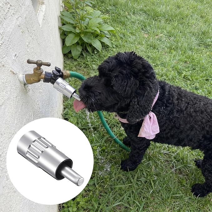 Qinyoung 1 Pack Automatic Dog Faucet Waterers, 3/4" Lick-Activated Dog Water Fountain Hose Spigot Attachment with Anti-Leak Tape for Dogs, Livestock