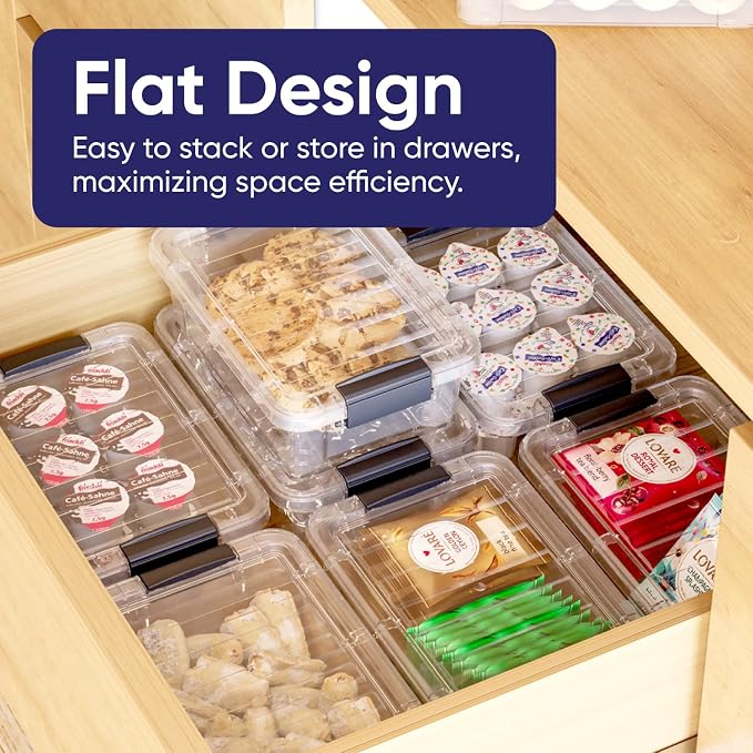 Superio 0.7 Quart Mini Clear Plastic Storage Container with Lid, Stackable Small Organizer Box for Crayons, Art Supplies, Beads, Sewing, Stationery & Food Storage, 6 Pack