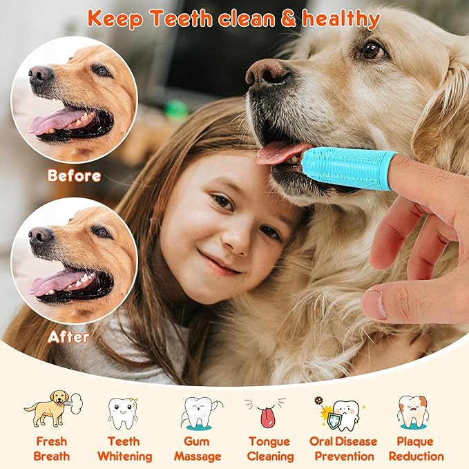 Dog Finger Toothbrush, 4-Pack Finger Toothbrush for Dogs, Upgraded Pet Tooth Brushing Kit, A Fun Dog Teeth Cleaning Tool that Also Doubles as A Gum Massage, Suitable for Medium and Large Dogs.