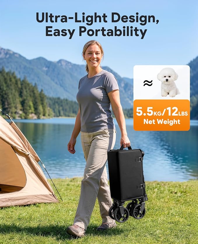 Collapsible Wagon with Wheels,120L Wagon Cart for Camping Groceries Beach | 220lbs Capacity Wagon Carts Foldablet,Smallest Folding Size,Lightweight Portable,Adjustable Handle,Transport long items