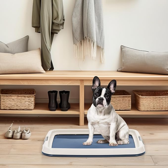 IRIS USA Pee Pad Holder, Fits 17x23 Pads, Navy, Made in USA | Dog Training Pad Holder, Holds Pads in Place, Leakproof Design, Secure Latches, Non-Skid Feet, Easy Clean Surface
