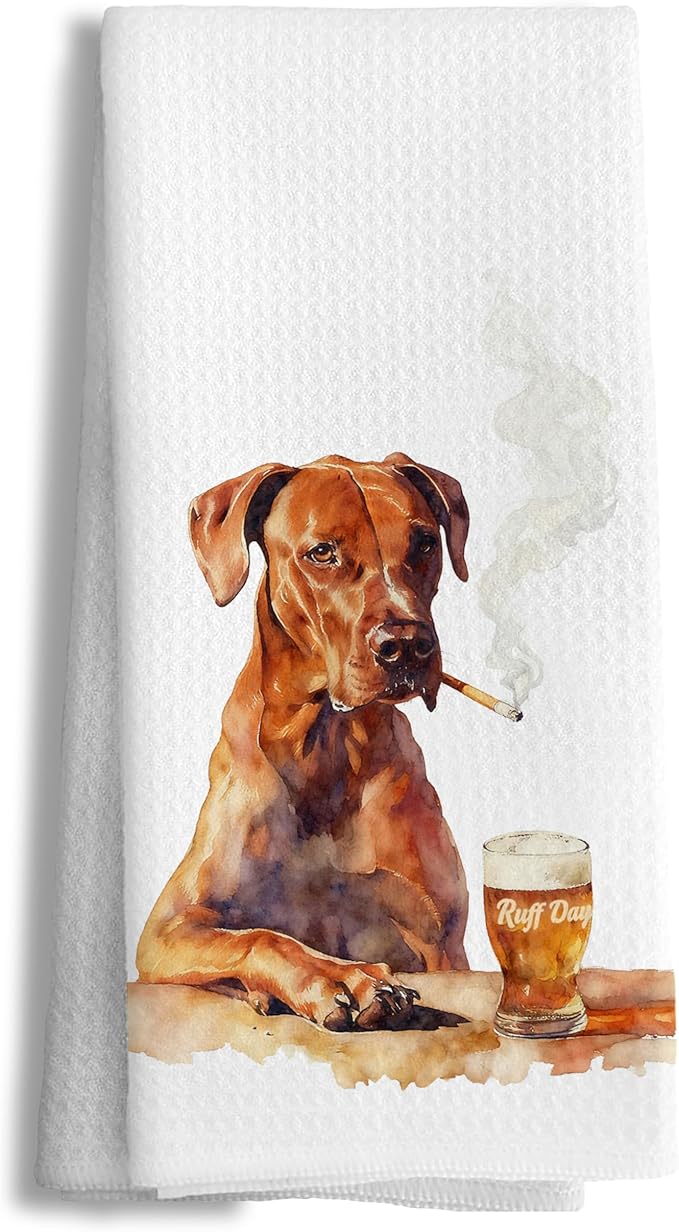 Funny Rhodesian Ridgeback Dog Kitchen Towels Decorative, Rhodesian Ridgeback Gifts Hand Tea Towels for Kitchen Man Cave, Dog Lovers Gifts for Men Dish Towel, 16x24 Inch