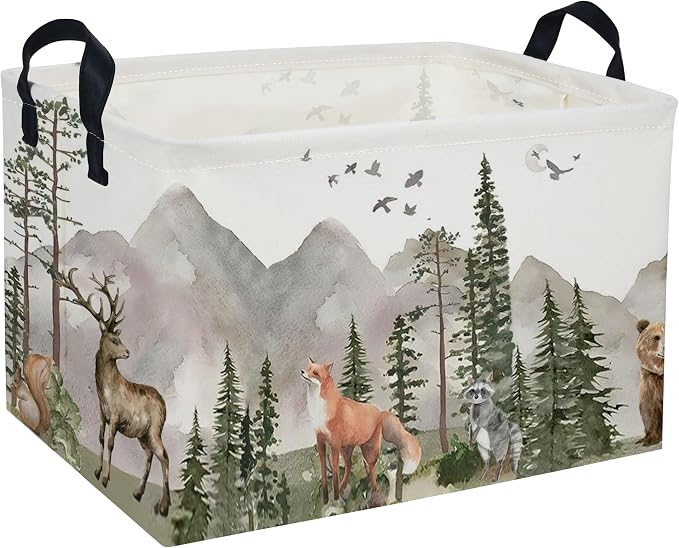 Rectangle Kids Baskets Animal Basket Cute Storage Bin Fish Box for Room Decor Gift Basket(Tree animal)