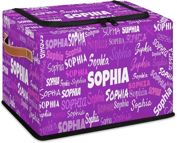 Custom Rectangular Baby Storage Basket with Zipper Lid, Kids Toys Bin, Books Shelf Basket, Clothes Towel Storage Bin for Nursery, Gift Basket, Pet Basket, Bright Purple Color