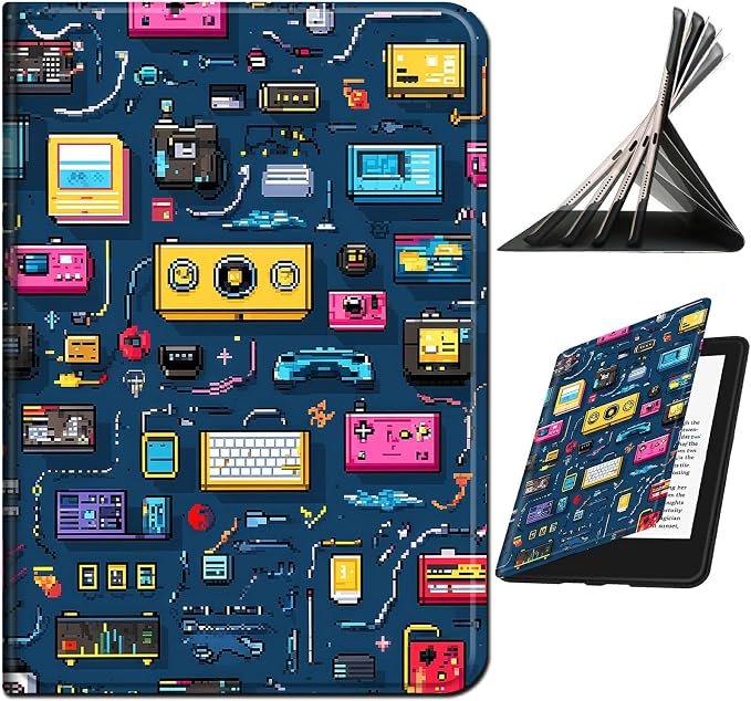 Case for Samsung Galaxy Tab A8 10.5" 2022 Model (SM-X200/X205/X207) | Slim Leather Smart Cover with Multi-Angle Anti-Slip Stand [Auto Wake/Sleep] Shell for Women Men - Retro Radio