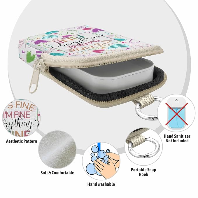 Hand Sanitizer Holder, It's Fine Spray Case Zippered Pouch | Keychain, Travel Size, Cute Fashion Accessory with Snap Hook, for Glow Mist and Power Mist 1FL OZ, Mini Small Pocket Clip on