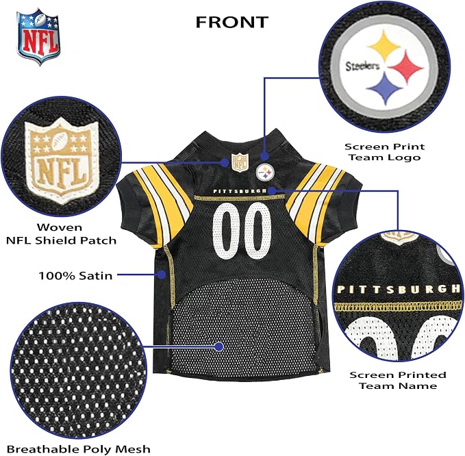 Pets First NFL Pittsburgh Steelers Dog Jersey, Size X-Large, Football Shirt Costume for Pet, Dog Sports T-Shirt, NFL Team Clothing for Cats, Licensed Pet Apparel Available in 7 Sizes and 32 Teams