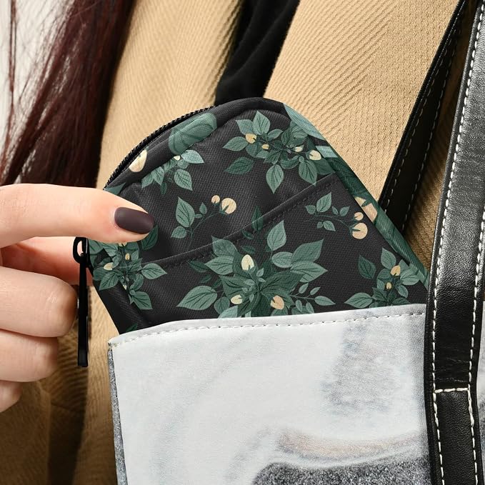 Flowers and Leaves Pill Box 7 Day Pill Case Travel Pill Organizer Bag with Zipper Portable Weekly Case Compact Size for Vitamin Supplement Holder