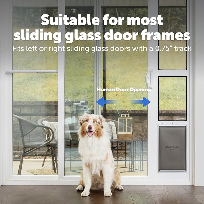 PetSafe Sliding Glass Pet Door, 1 Piece, Small Dogs to 15 lb, White