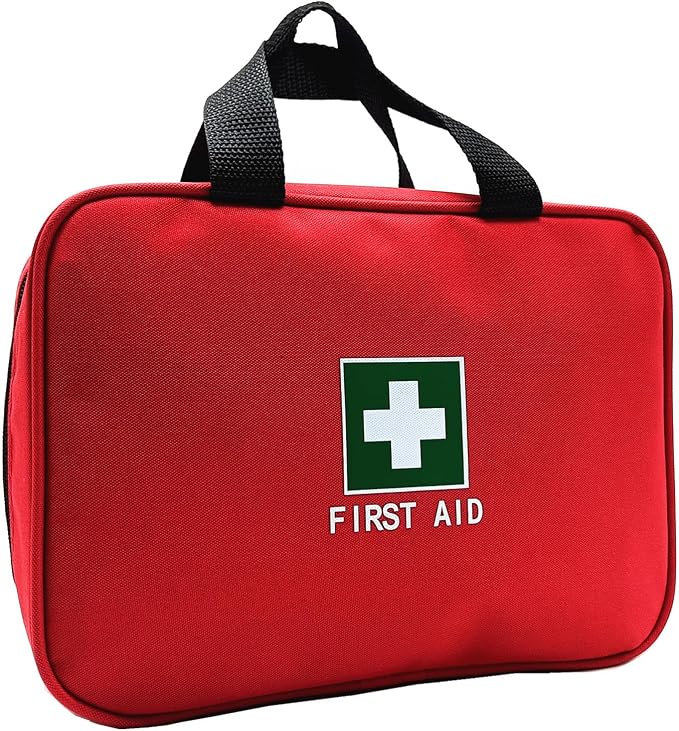 Red First Aid Bag Empty Travel Rescue Pouch Medical Bags First Responder Storage Compact Survival Medicine Emergency Bag for Car Home Office Kitchen Sporting Outdoor (Zipper MHS)