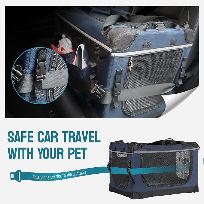PEGIC 24-inch Rolling Extra Large Cat Carrier with Wheels | Spacious Travel Solution for Large Cats & Two Kittens, Reinforced Non-Sagging Base, For Car Rides & Vet Visits