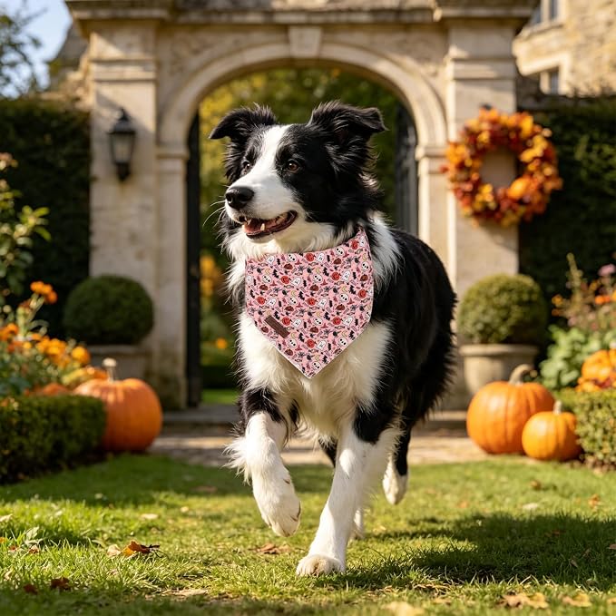 Halloween Dog Bandana, UP URARA PUP Puppy Bandana for Small,Medium Dog, Comfortable Cotton Triangle Bid Scarf Dog, Pet Kerchief for Girl Boy Dogs or Cats, Fancy Fall Classic Dog Bid Scarf