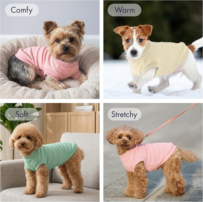 3 Pack Dog Shirt for Small Supplies Functional Waffle Dog Clothes Warm Soft Sweatshirt Outfit for Dogs Cats Pet Apparel